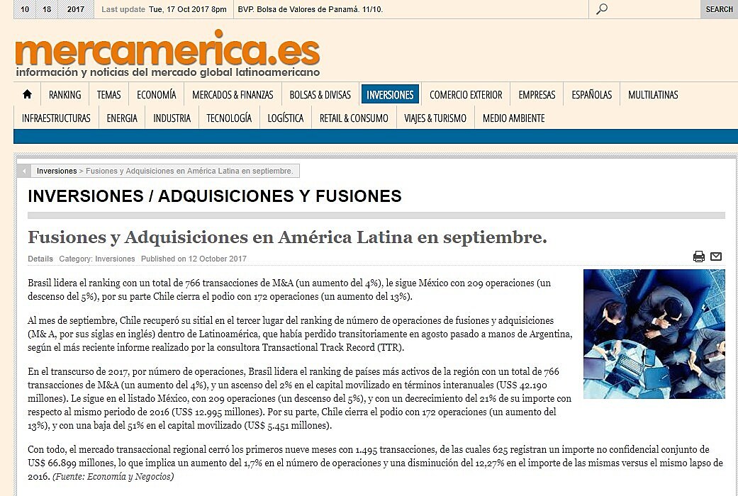 Fusiones y Adquisiciones en Amrica Latina en septiembre